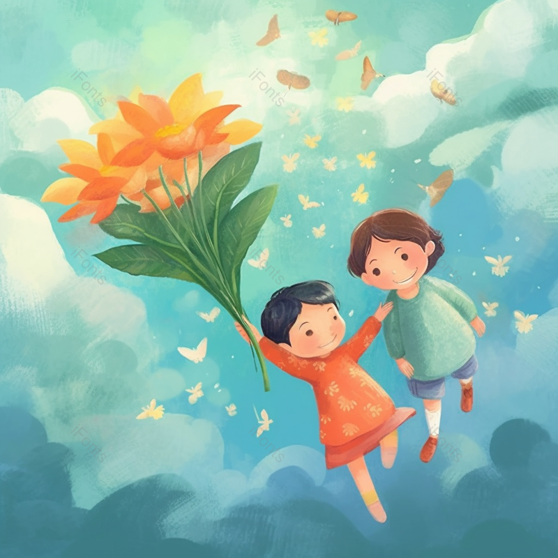 夏日小清新风格两位可爱的小女孩,插画/手绘图,插画/手绘图库,插画/手绘图下载,插画/手绘